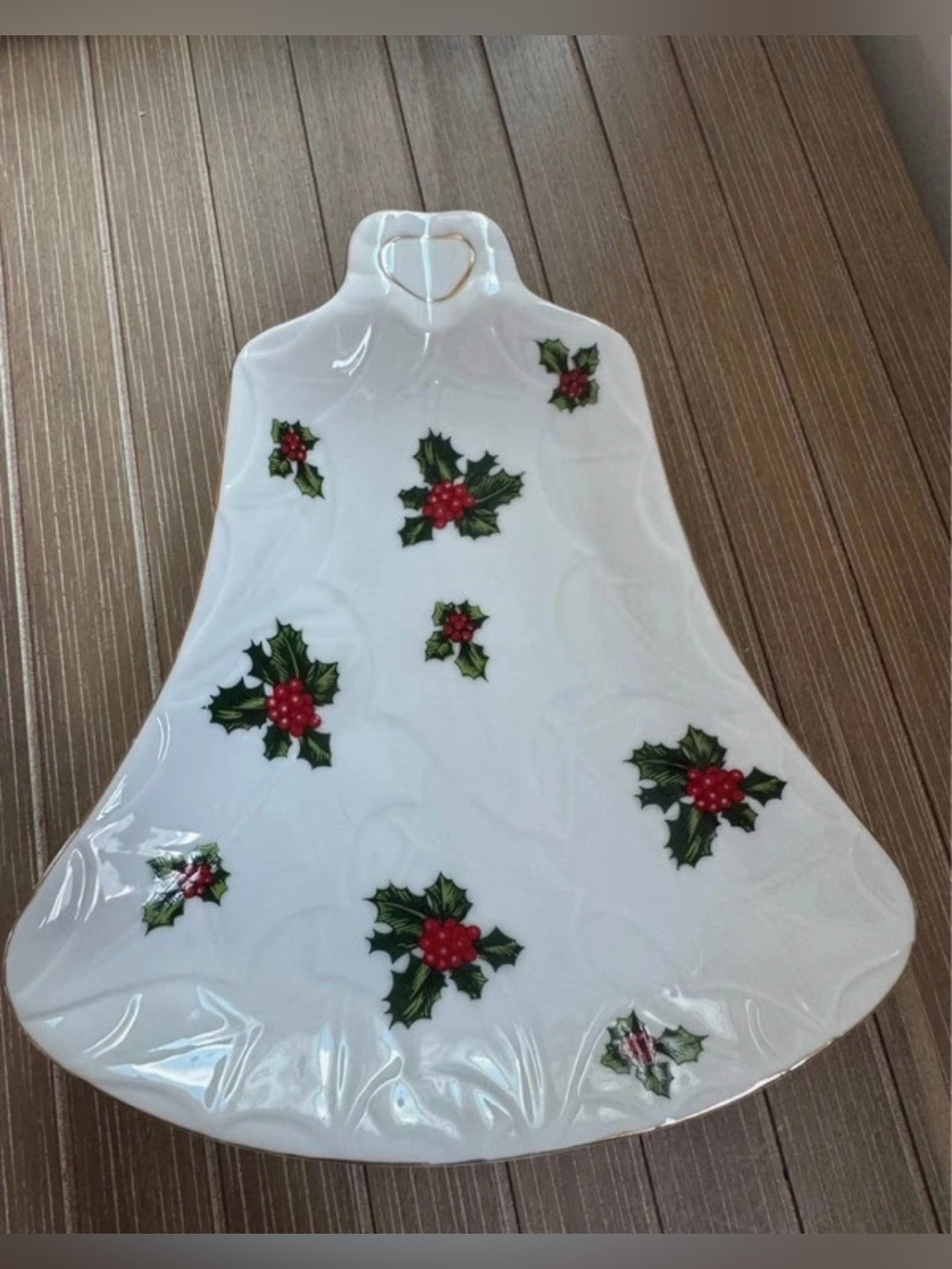Vintage Lefton China Christmas Holly Bell Candy Dish 8191 Mid Century Japan